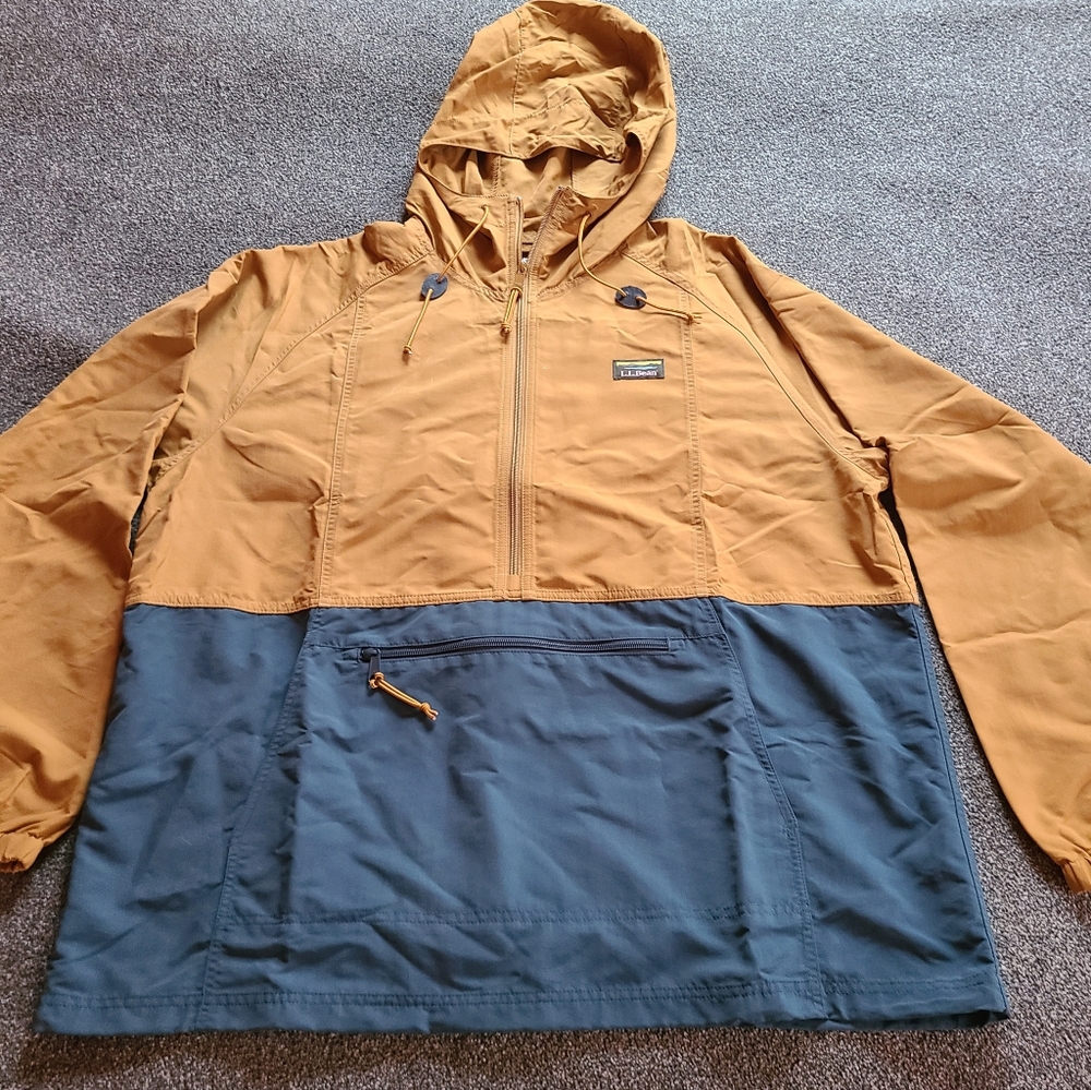 L.L. Bean Mens Mountain Classic Water Resistant Colorblock Anorak Size XXL